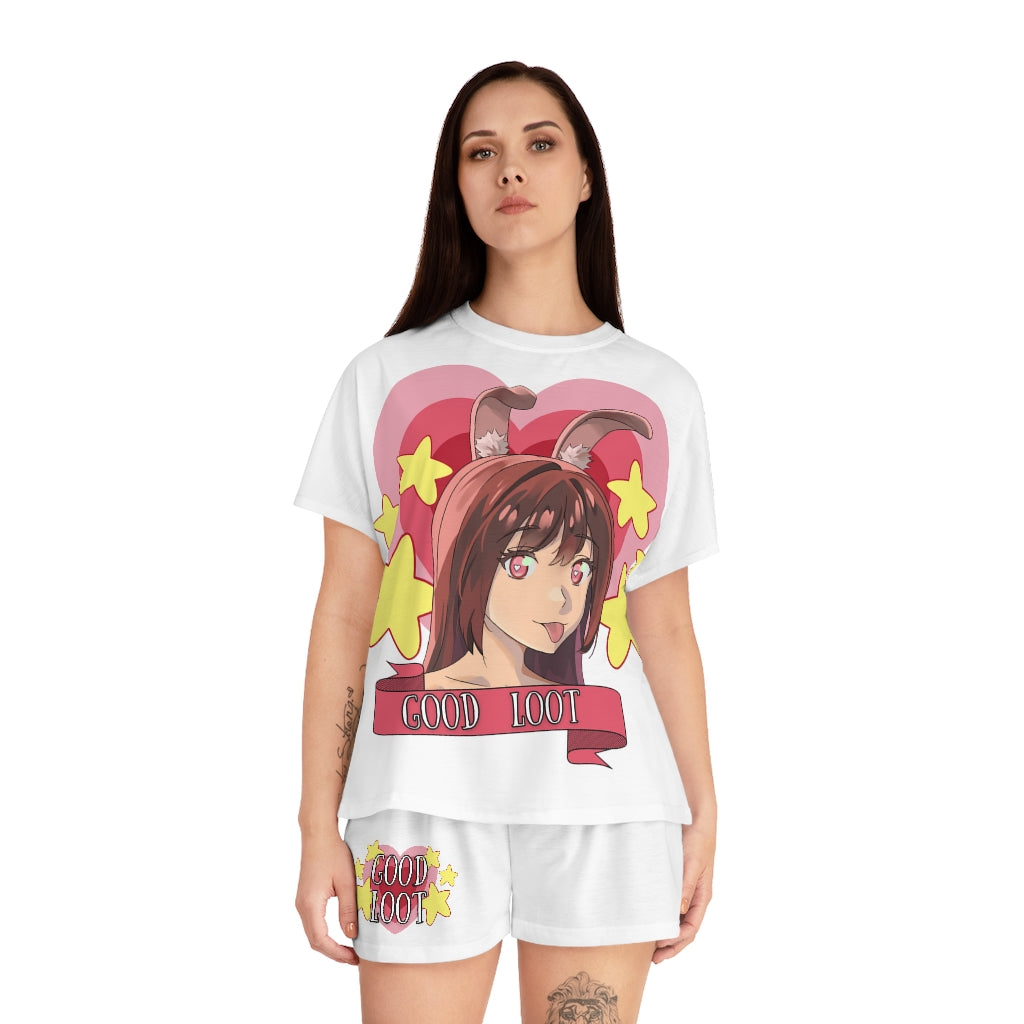 GOOD LOOT “Love Bunny” Women's Short Pajama Set (AOP)