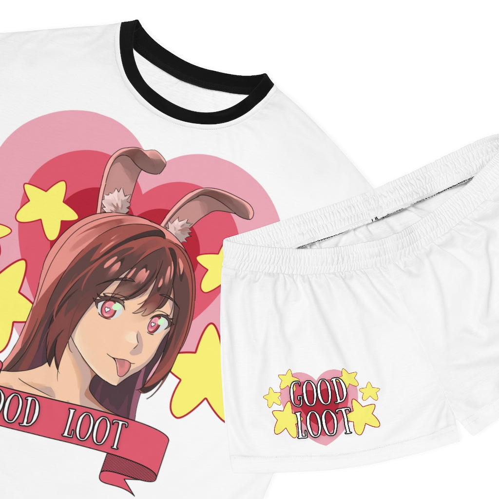 GOOD LOOT “Love Bunny” Women's Short Pajama Set (AOP)
