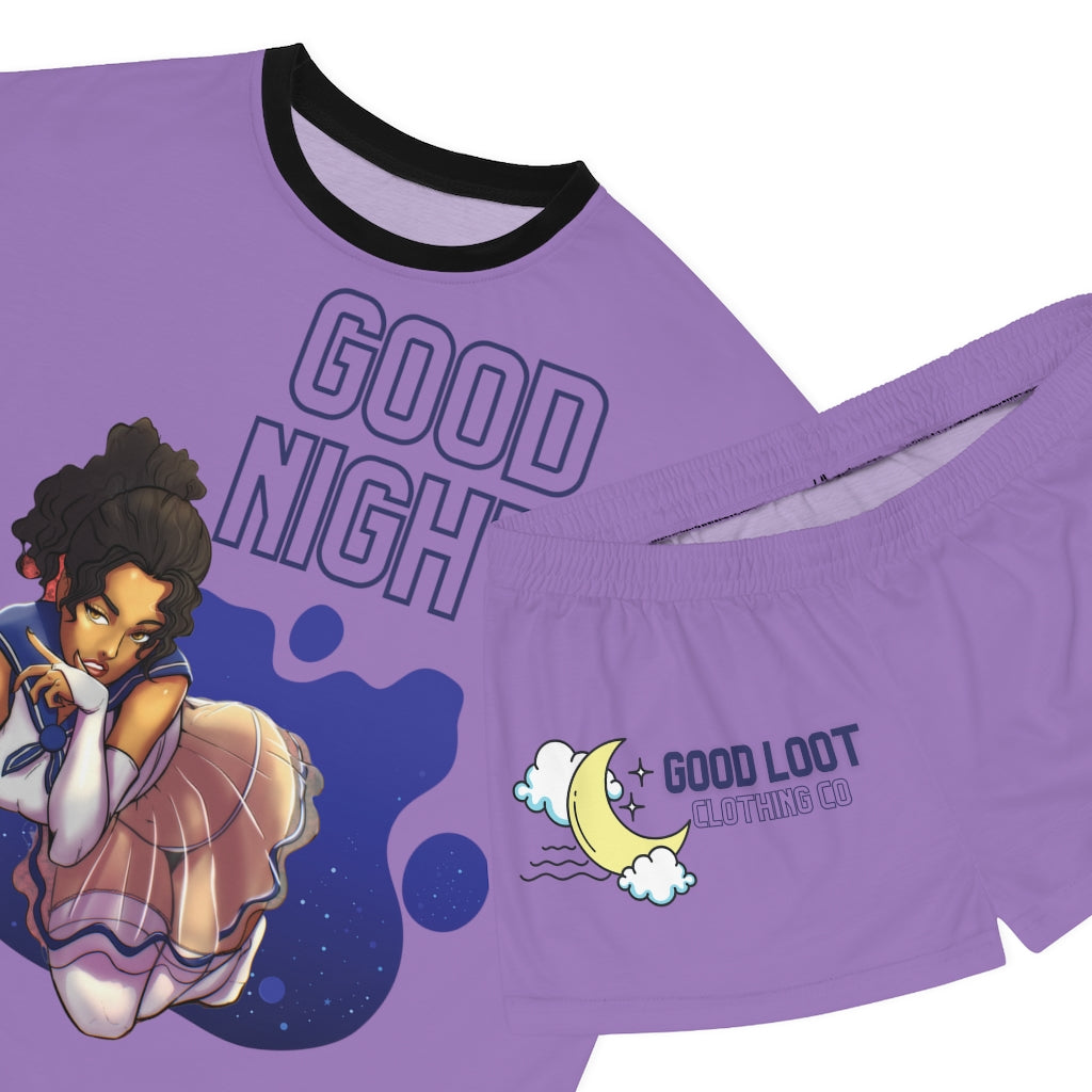 “Good Night Sleep Tight” Women's Short Pajama Set (AOP)