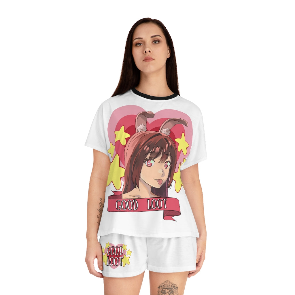 GOOD LOOT “Love Bunny” Women's Short Pajama Set (AOP)