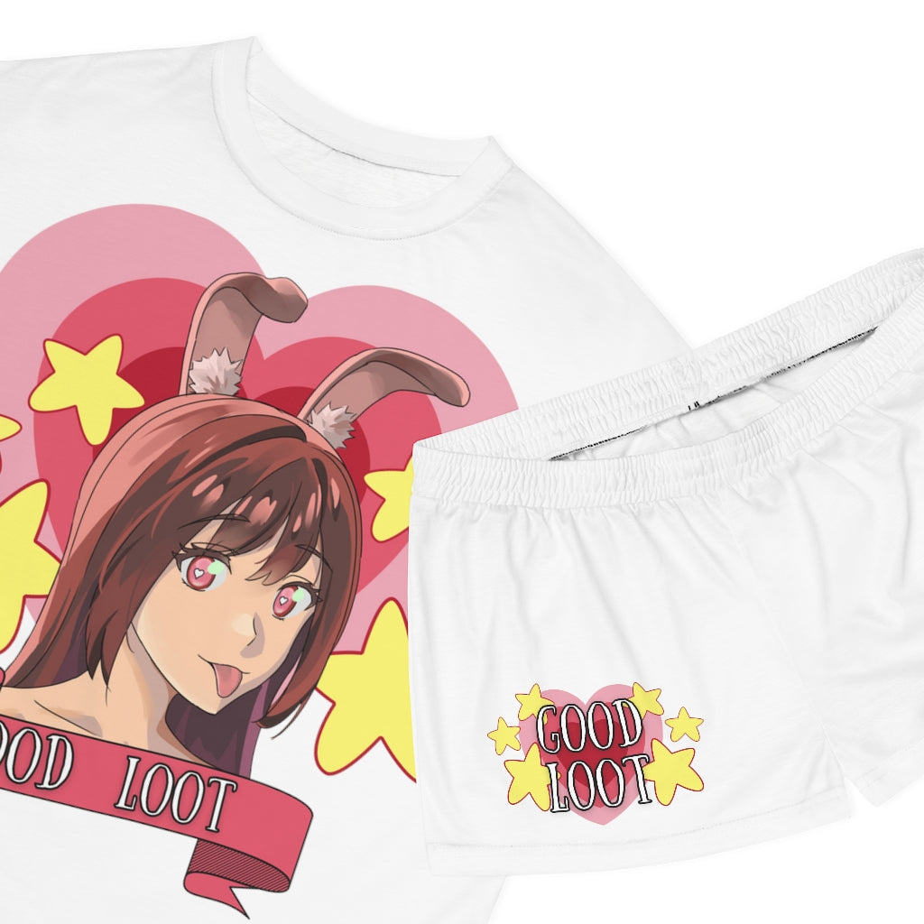 GOOD LOOT “Love Bunny” Women's Short Pajama Set (AOP)
