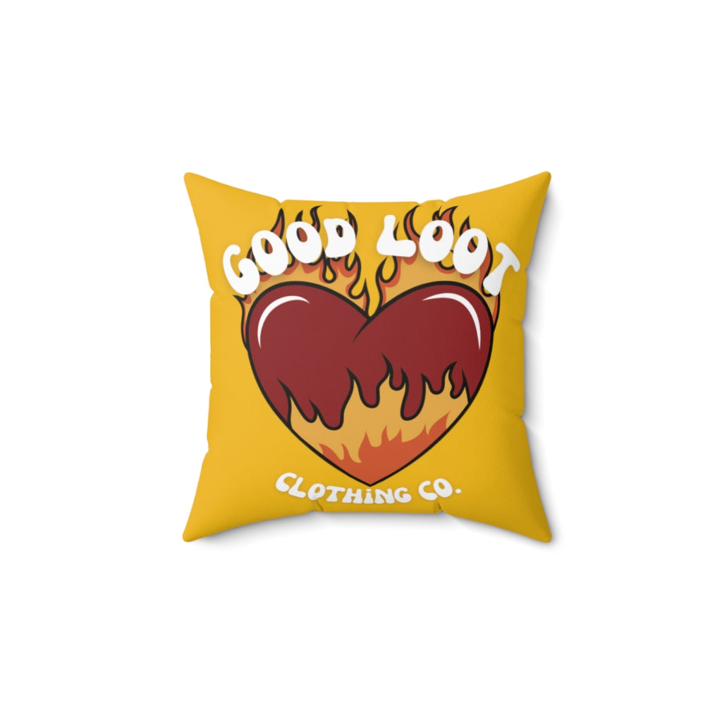 “Heart On Fire” Spun Polyester Square Pillow